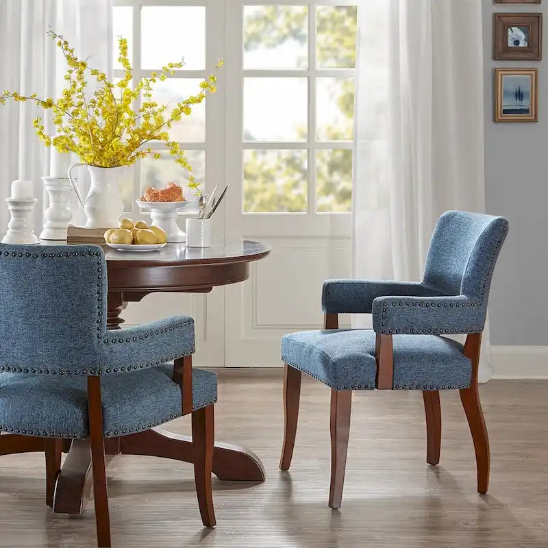 Chaise de salle à manger avec accoudoirs 1 pièce, chaises de salle à manger avec garniture cloutée argentée
