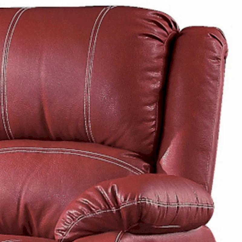 Canapé deux places inclinable manuel, coussin sur le dessus, petit canapé en similicuir rouge