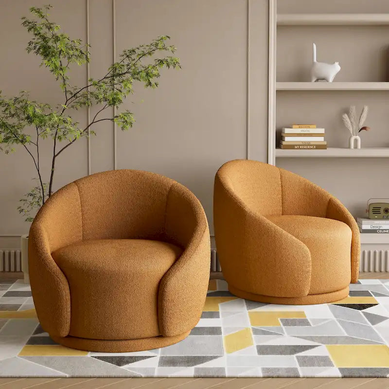 Fauteuils d'appoint pivotants en velours bouclé