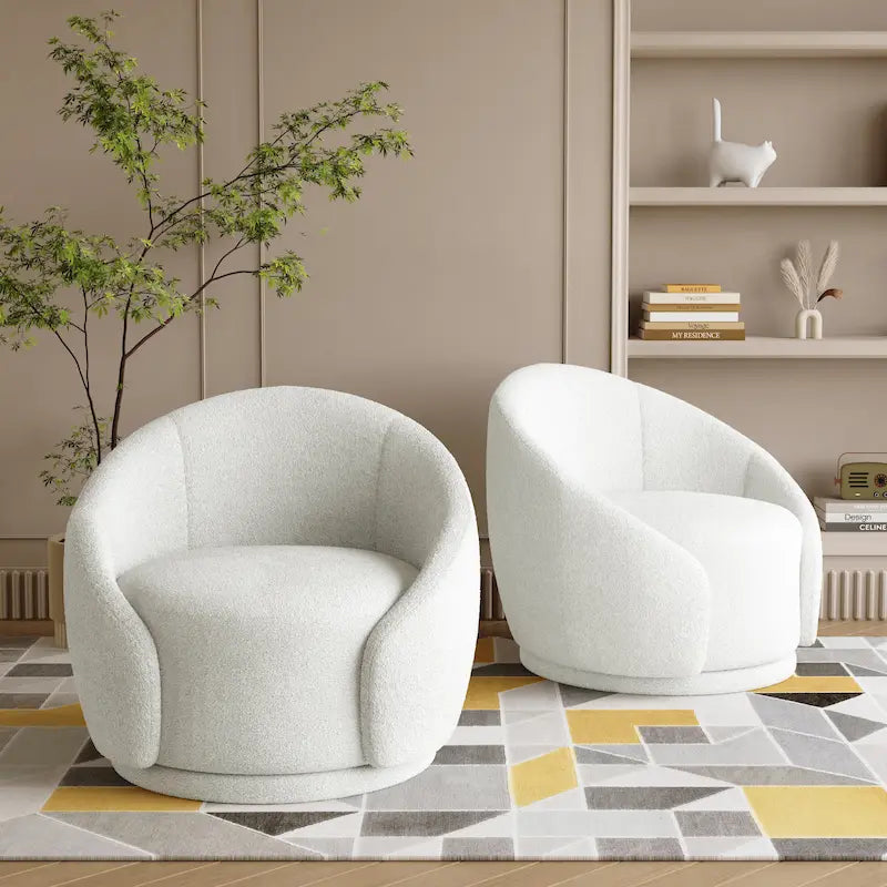 Fauteuils d'appoint pivotants en velours bouclé