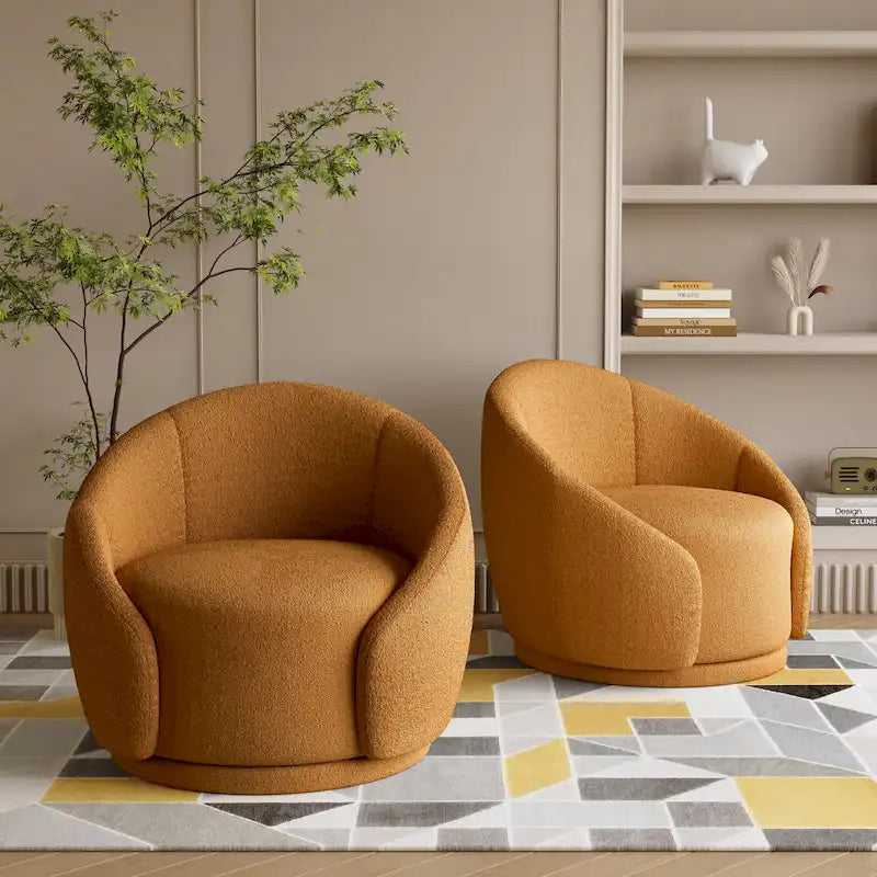 Fauteuils d'appoint pivotants en velours bouclé