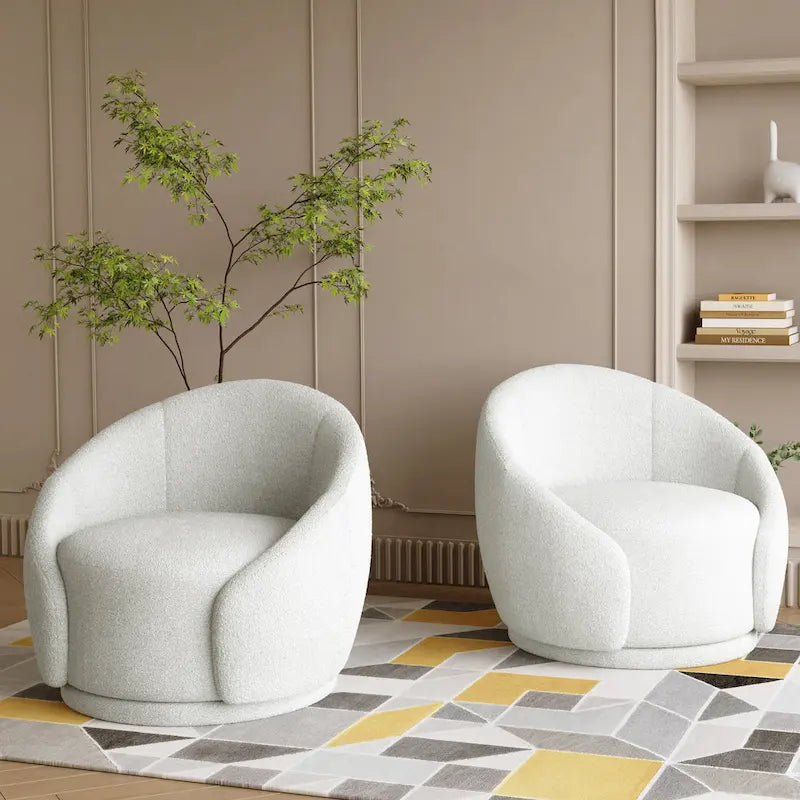 Fauteuils d'appoint pivotants en velours bouclé