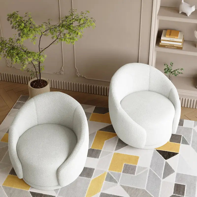Fauteuils d'appoint pivotants en velours bouclé