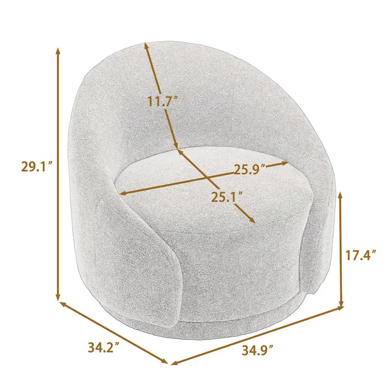 Fauteuils d'appoint pivotants en velours bouclé