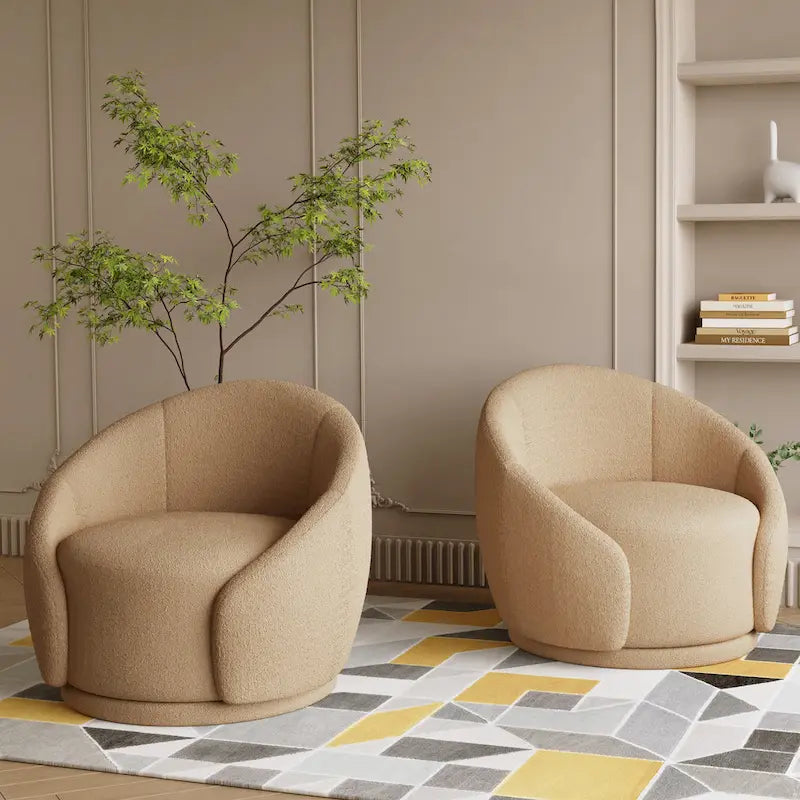 Fauteuils d'appoint pivotants en velours bouclé