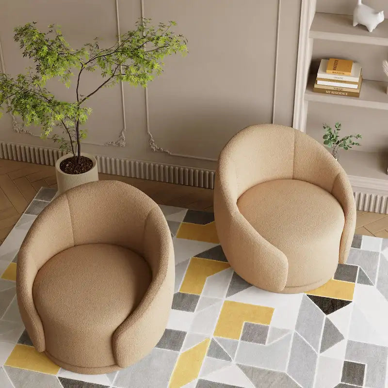 Fauteuils d'appoint pivotants en velours bouclé