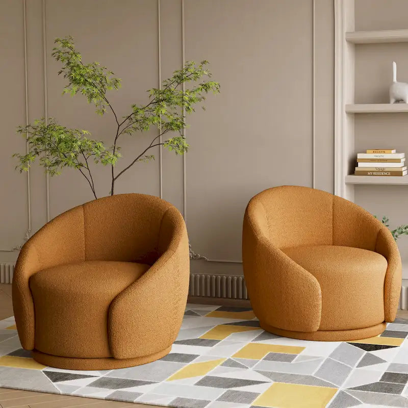 Fauteuils d'appoint pivotants en velours bouclé