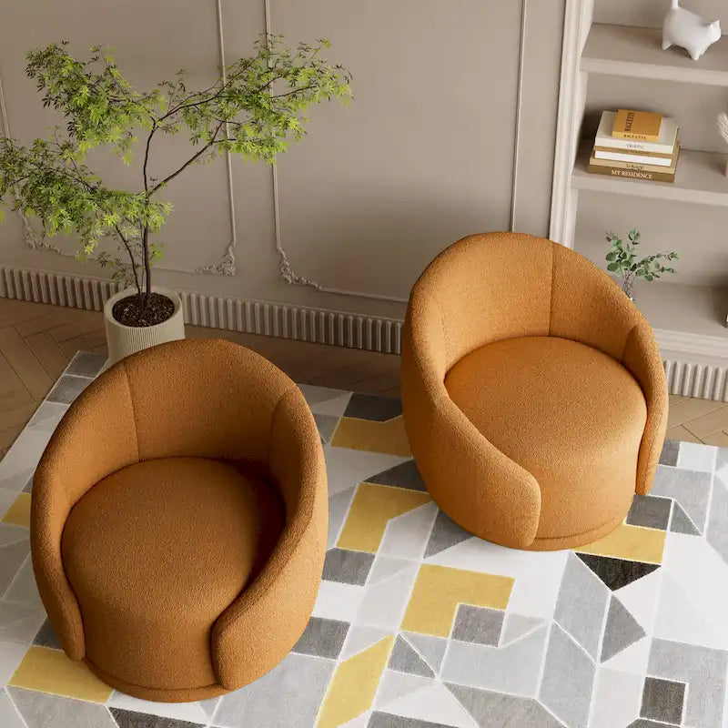 Fauteuils d'appoint pivotants en velours bouclé