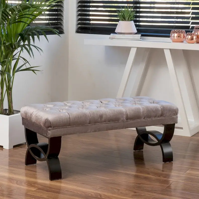 Banc ottoman en velours capitonné