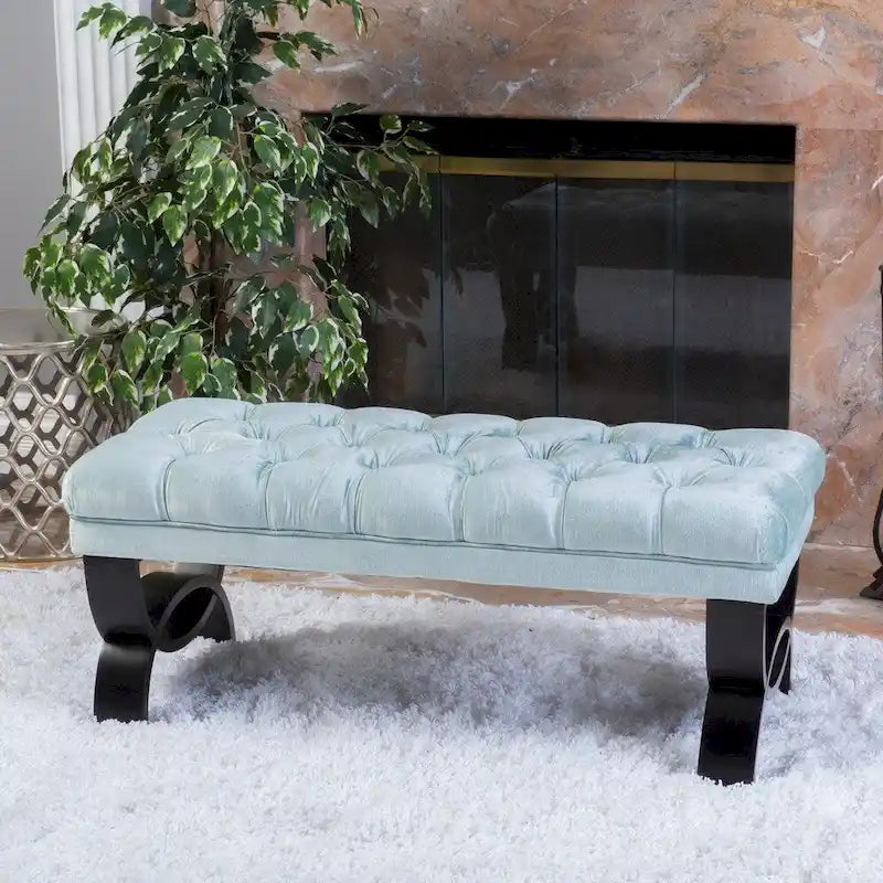 Banc ottoman en velours capitonné