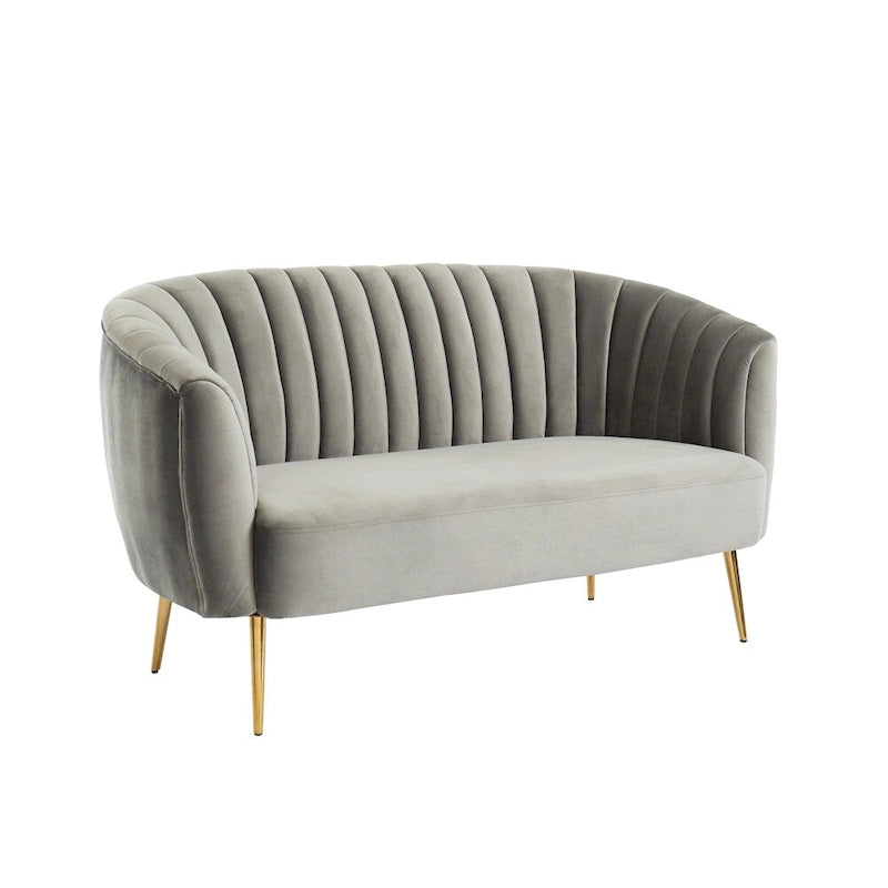 Causeuse capitonnée contemporaine en microfibre veloutée