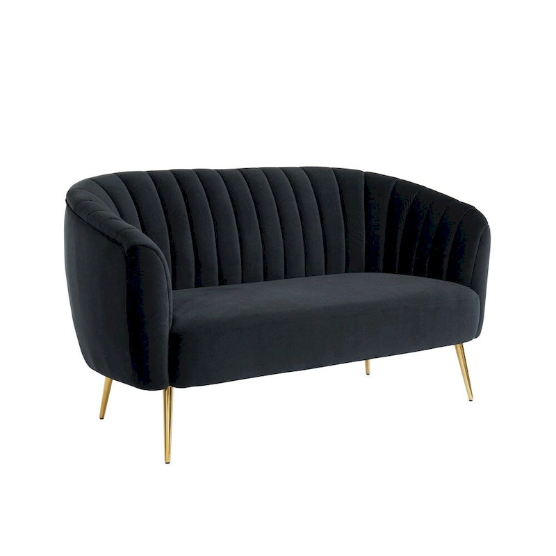 Causeuse capitonnée contemporaine en microfibre veloutée