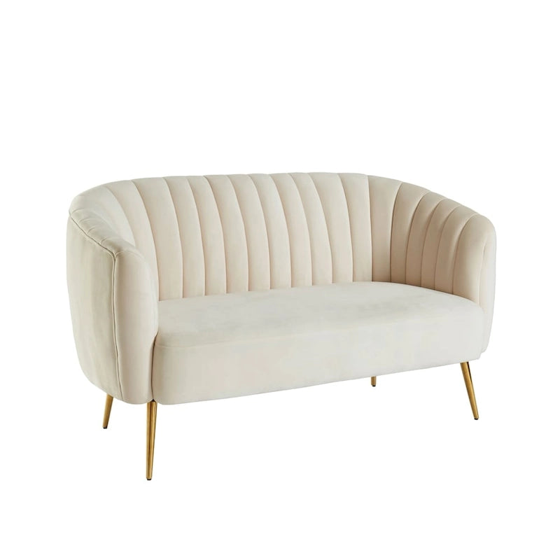 Causeuse capitonnée contemporaine en microfibre veloutée