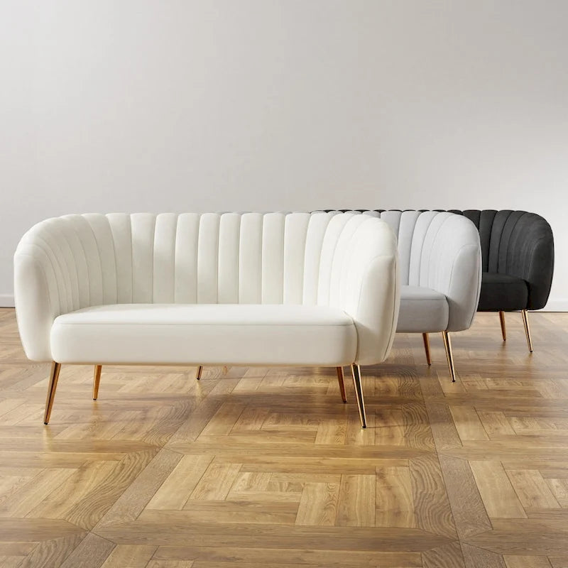 Albany Contemporary Velvet Microfiber Tufted Love Seat by Silver Orchid