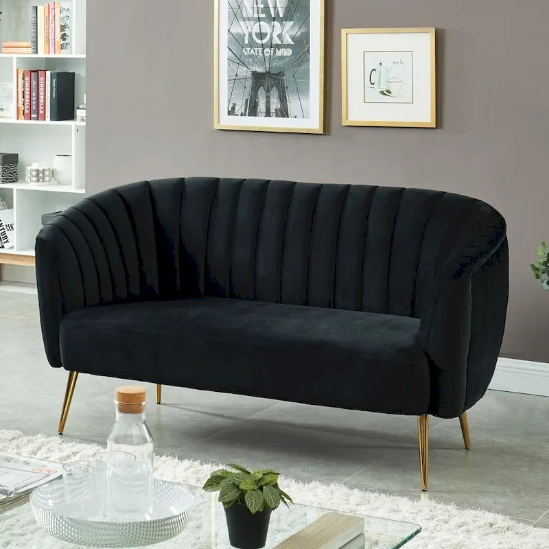 Causeuse capitonnée contemporaine en microfibre veloutée