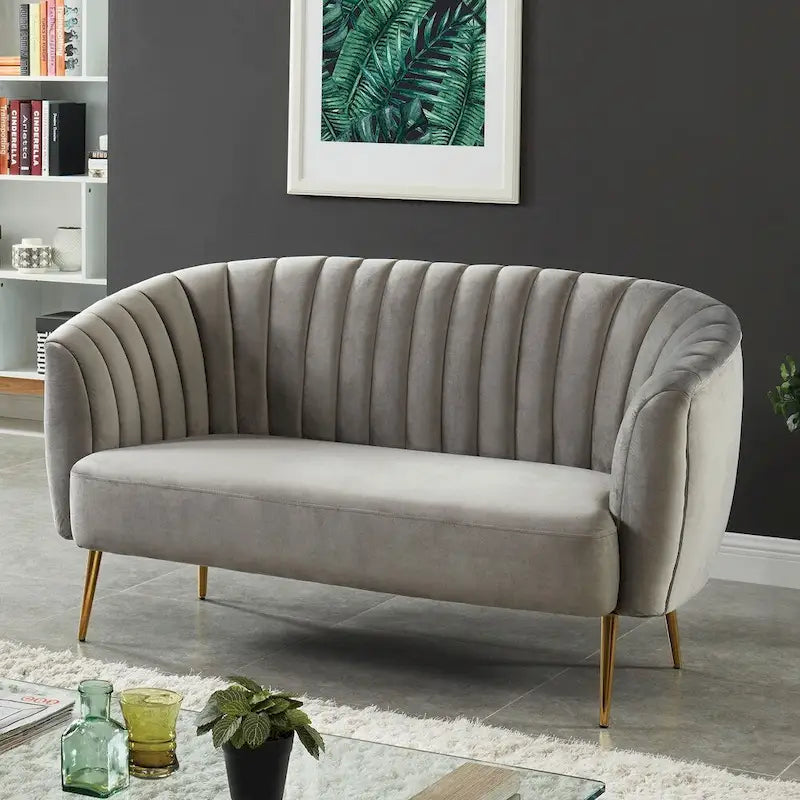 Causeuse capitonnée contemporaine en microfibre veloutée