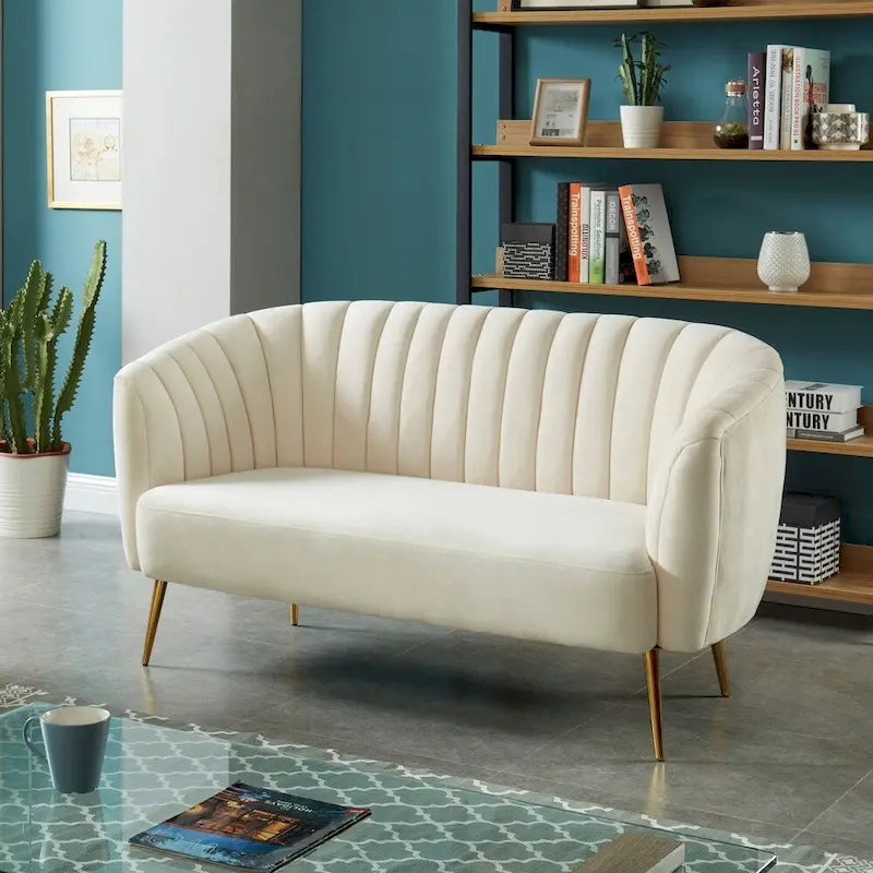 Causeuse capitonnée contemporaine en microfibre veloutée