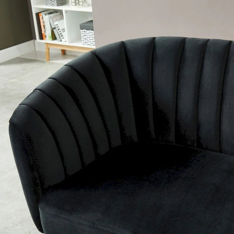 Causeuse capitonnée contemporaine en microfibre veloutée