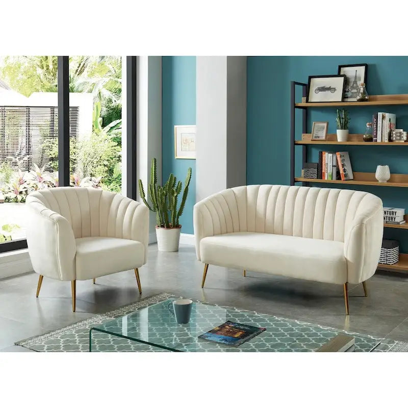 Causeuse capitonnée contemporaine en microfibre veloutée