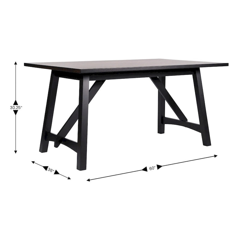Table à manger en bois massif de qualité commerciale avec piètement tréteau