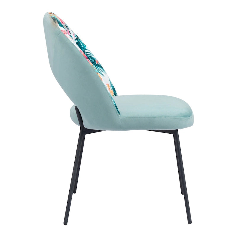 Chaise de salle à manger imprimé multicolore et vert - 54 x 84