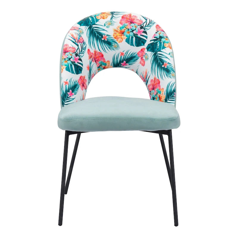 Chaise de salle à manger imprimé multicolore et vert - 54 x 84