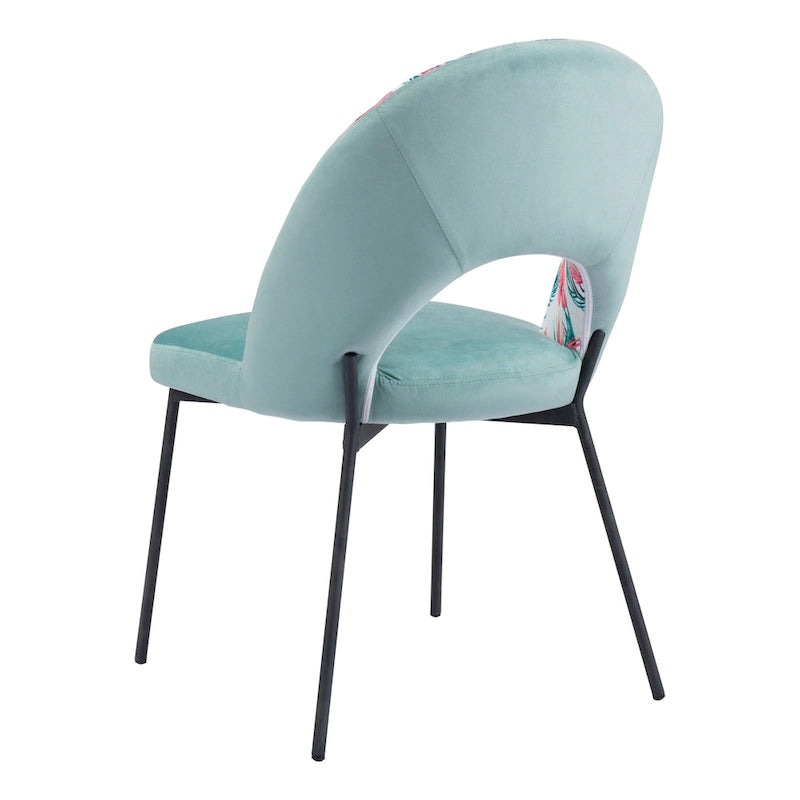 Chaise de salle à manger imprimé multicolore et vert - 54 x 84