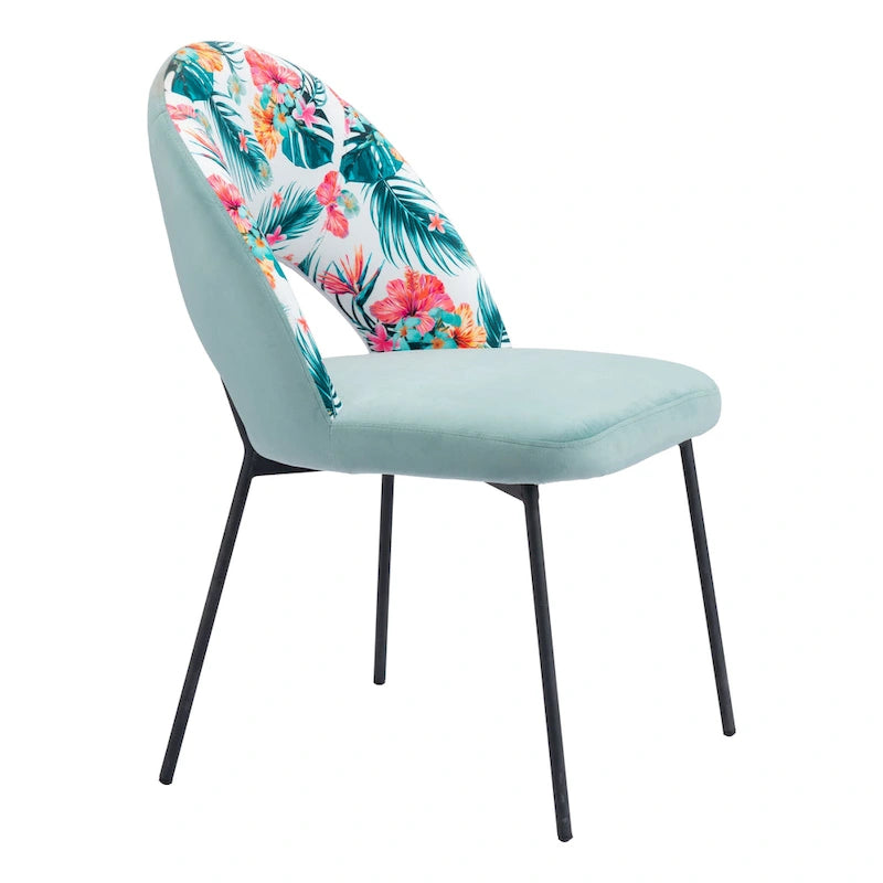 Chaise de salle à manger imprimé multicolore et vert - 54 x 84