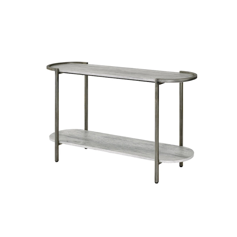 Table console pour canapé 1 étagère en acier gris clair de 49 pouces