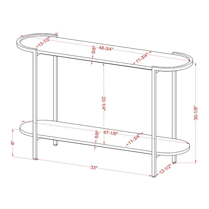 Table console pour canapé 1 étagère en acier gris clair de 49 pouces
