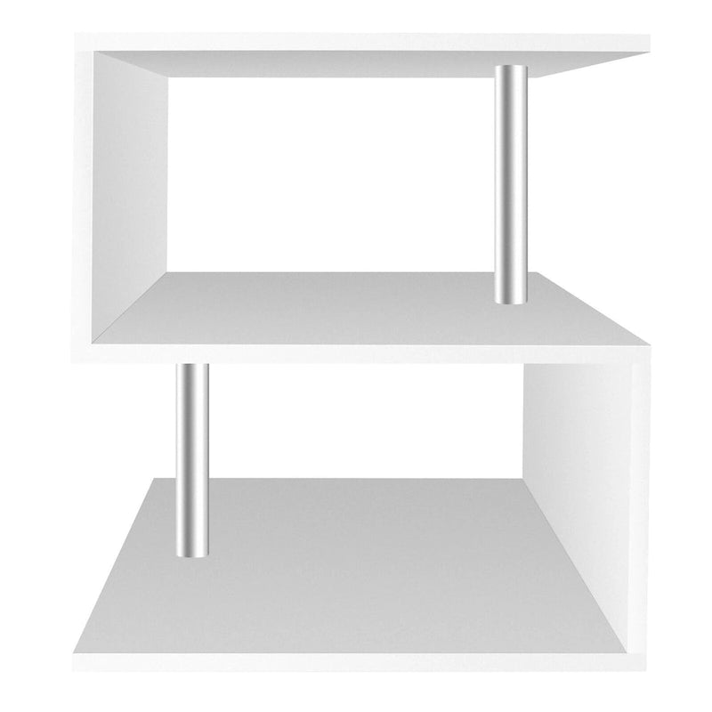 Table d'appoint ou table basse en S à 3 niveaux avec étagère de rangement - 52,6 cm (H) x 43,9 cm (L) x 37,8 cm (P)