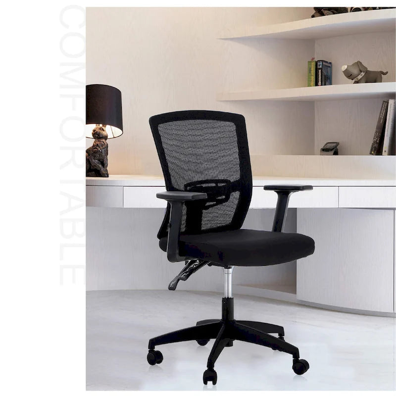 Chaise de bureau à dossier haut en maille avec appui-tête réglable, accoudoirs et fonction d'inclinaison pivotante
