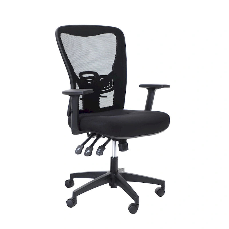 Chaise de bureau à dossier haut en maille avec appui-tête réglable, accoudoirs et fonction d'inclinaison pivotante