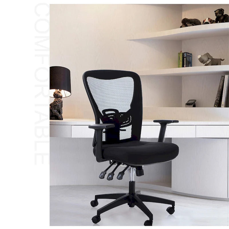 Chaise de bureau à dossier haut en maille avec appui-tête réglable, accoudoirs et fonction d'inclinaison pivotante