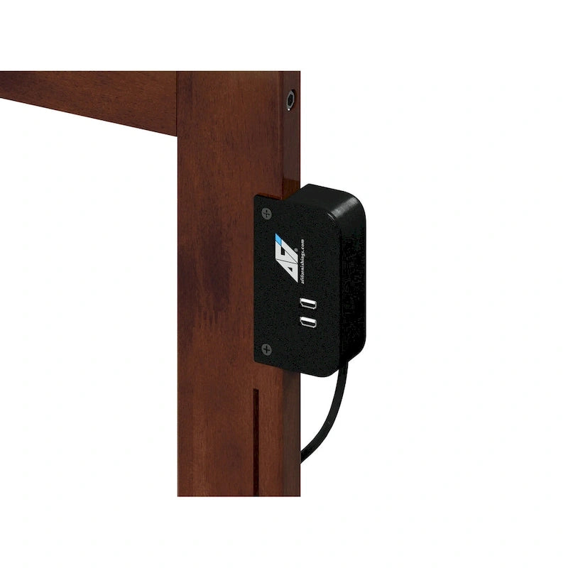 Lit plateforme double avec 2 tiroirs de rangement Noyer