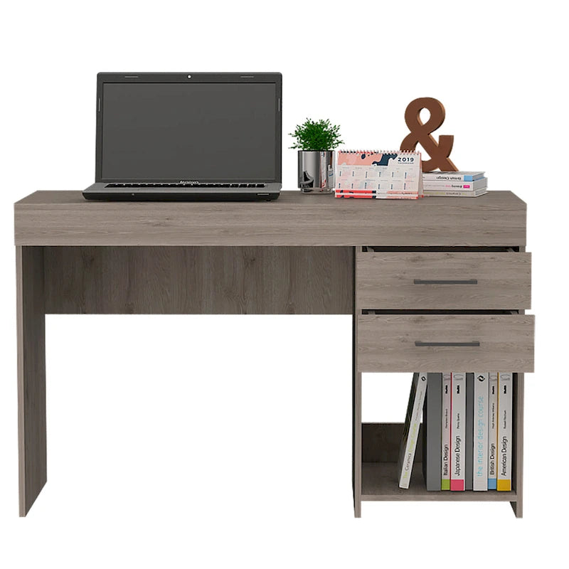 Bureau informatique avec deux tiroirs et un meuble de rangement