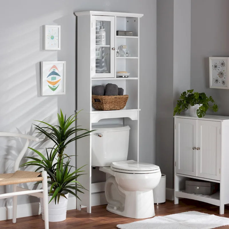 Meuble de rangement en bois pour toilettes