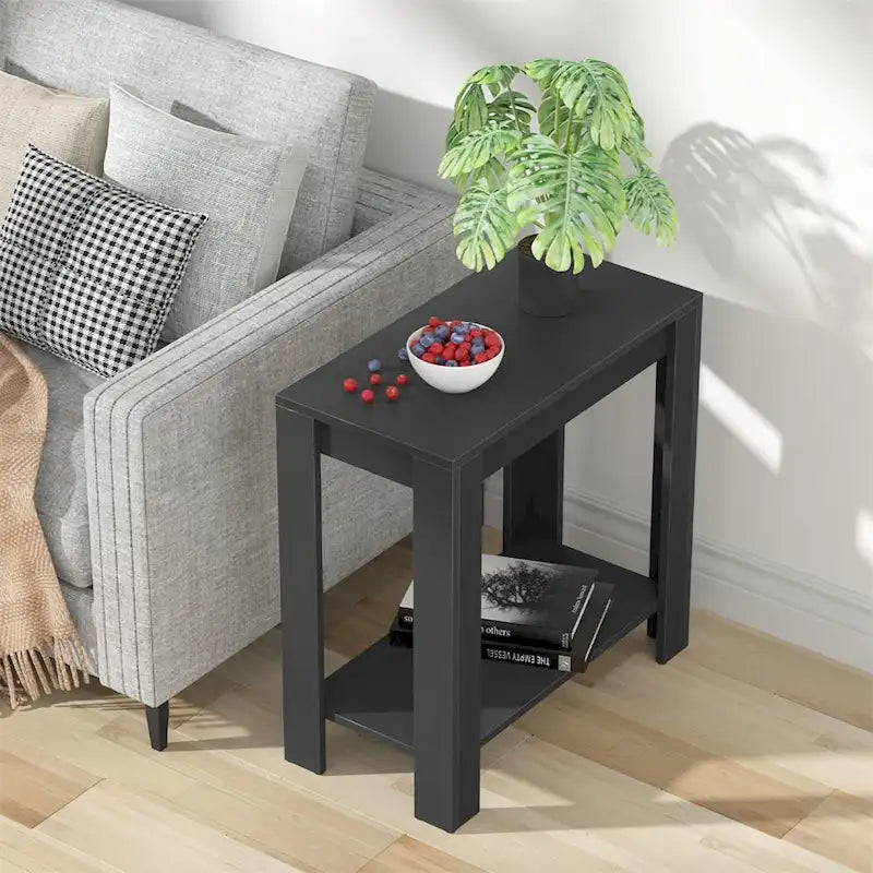 Table d'appoint étroite avec étagère