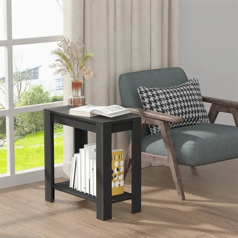 Table d'appoint étroite avec étagère