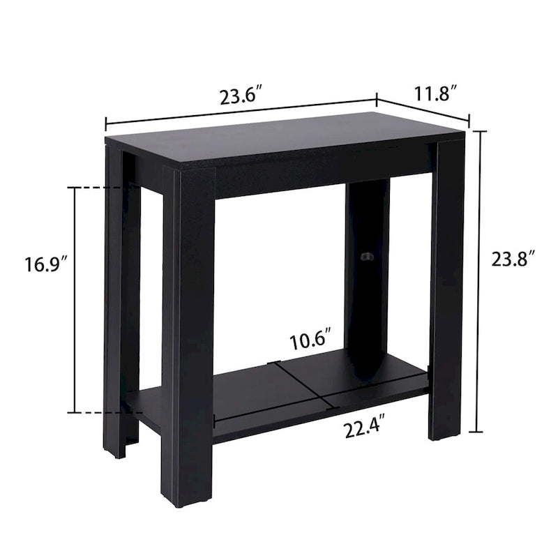 Table d'appoint étroite avec étagère