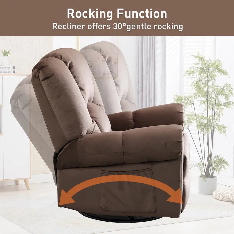 Fauteuils inclinables pivotants berçants avec massage et chaleur et poches latérales