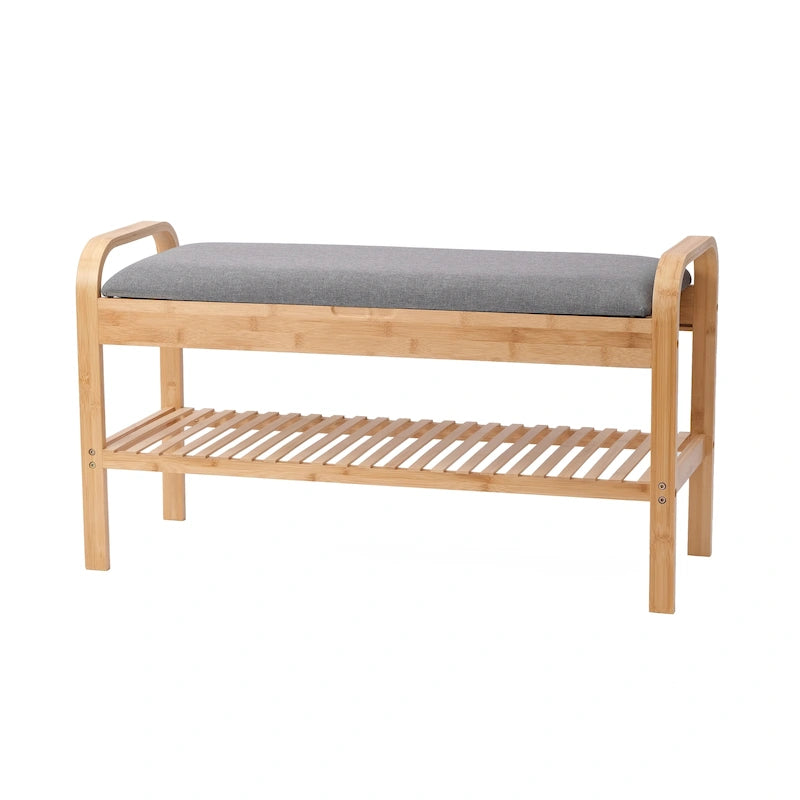 Banc à chaussures en bambou, naturel, 35,5 larg. x 13 prof. x 20 haut.