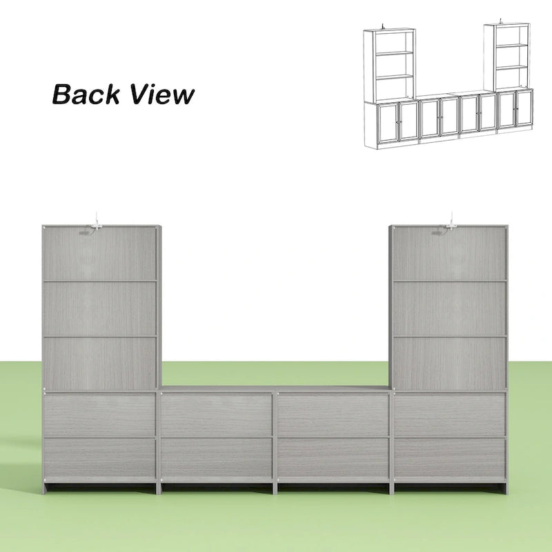 Meuble TV élégant au grain de bois gris - 126x70,9