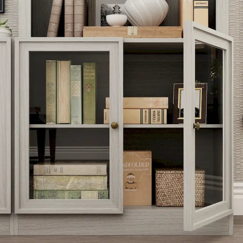 Meuble TV élégant au grain de bois gris - 126x70,9
