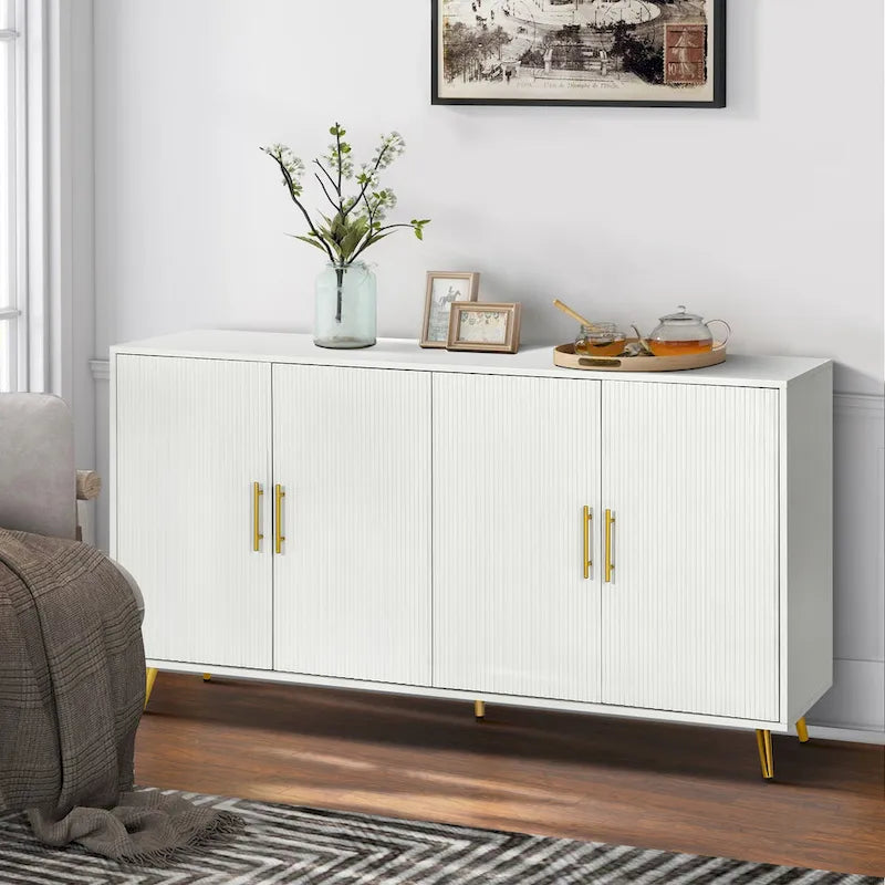 Meuble TV en bois avec armoire de rangement et étagères réglables, console TV média pour salon et chambre