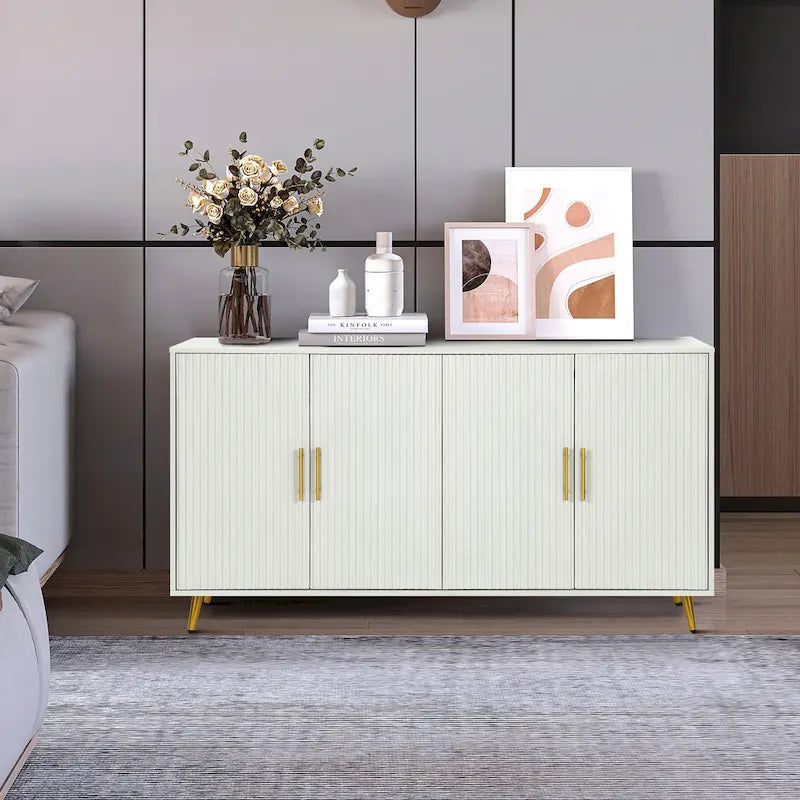Meuble TV en bois avec armoire de rangement et étagères réglables, console TV média pour salon et chambre