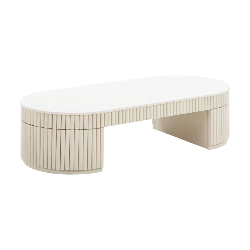 Table basse ovale crème