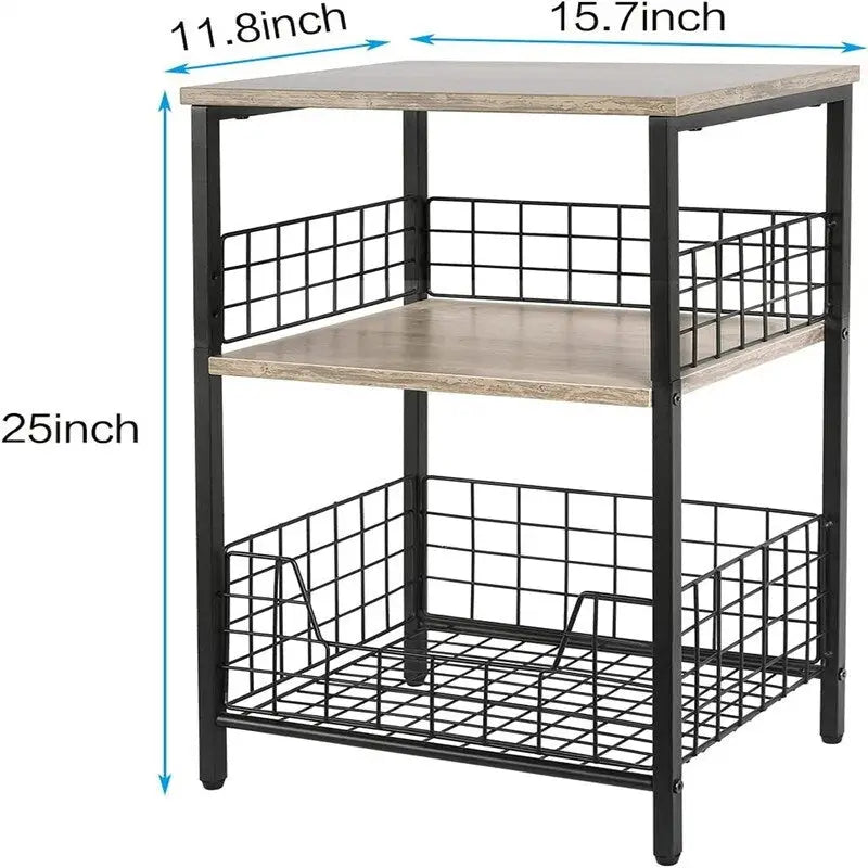 Table d'appoint industrielle rétro avec étagère de rangement - 30P x 40L x 63,5H cm
