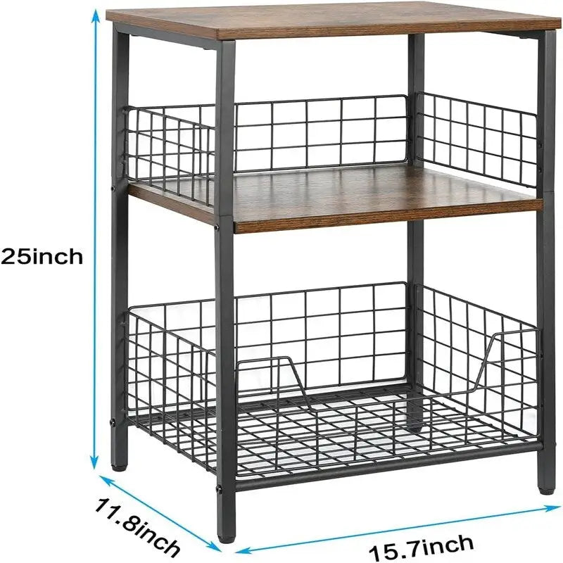 Table d'appoint industrielle rétro avec étagère de rangement - 30P x 40L x 63,5H cm