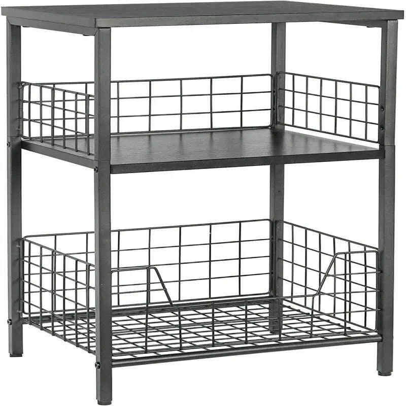 Table d'appoint industrielle rétro avec étagère de rangement - 30P x 40L x 63,5H cm